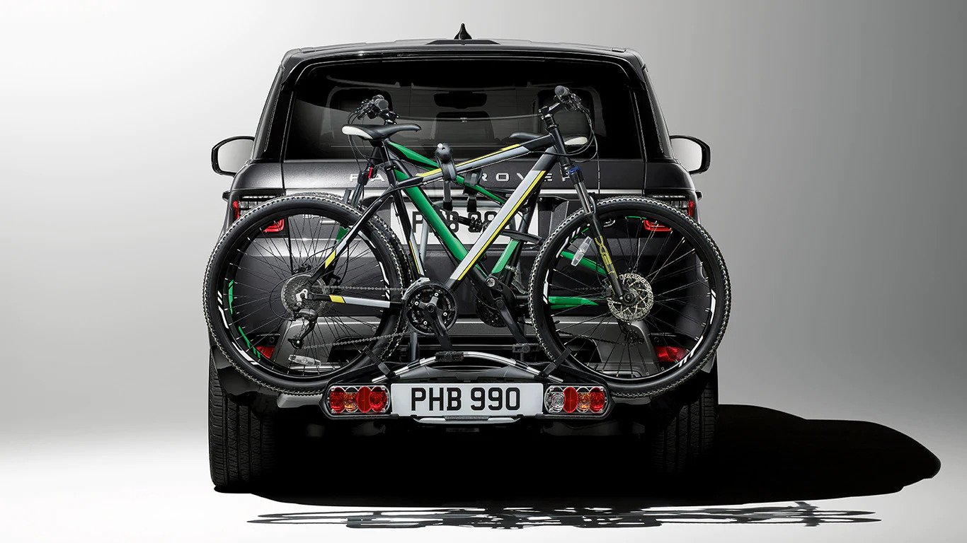Portabiciclette per 2 biciclette montato su barra di traino, guida a sinistra image