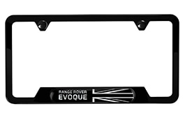Licence Plate Frame - Evoque with Black Union Jack, Black finish